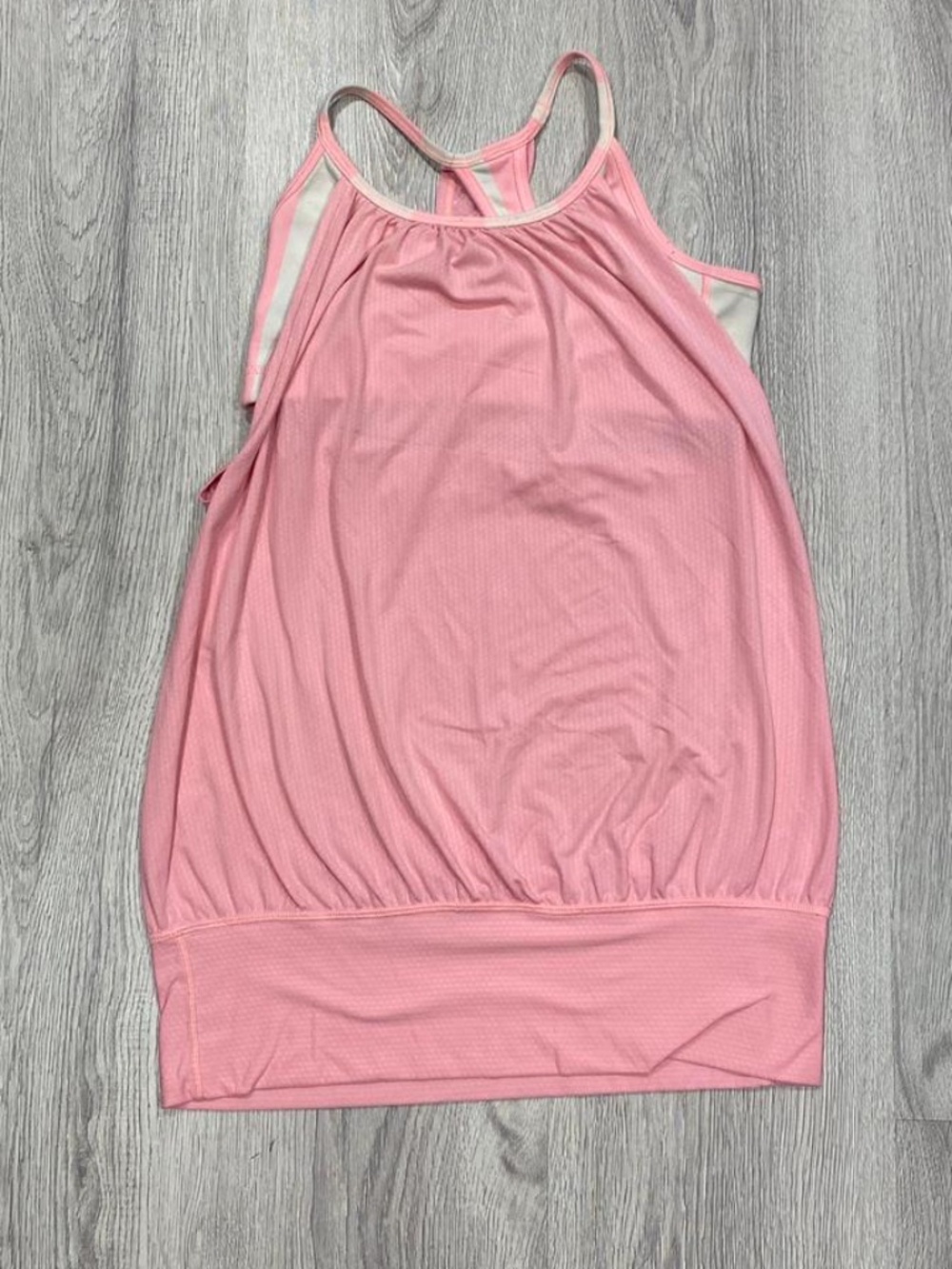 Lululemon Tank Top Pink White Stripe Built In Sports Bra Size 4